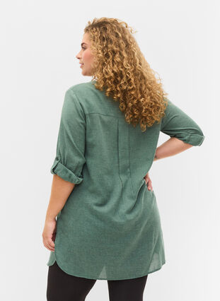 Lange blouse met 3/4 mouwen en v-hals, Balsam Green, Model image number 1