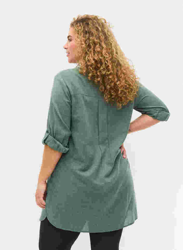 Lange blouse met 3/4 mouwen en v-hals, Balsam Green, Model image number 1