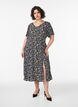 Viscose midi-jurk met bloemenprint, Zwart, Model image number 0