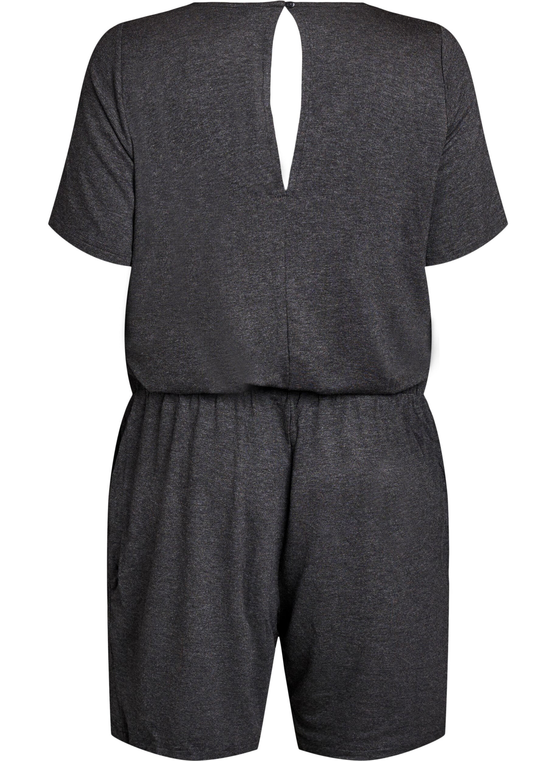 Zizzi Jumpsuit met korte pijpen, Grijs, Packshot image number 1