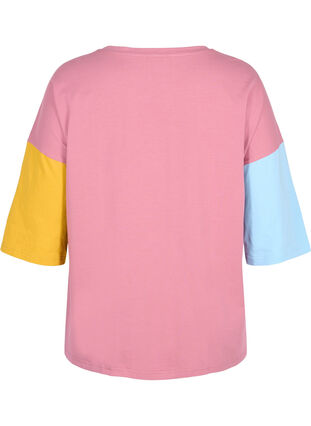 Colorblock t-shirt met 2/4 mouwen, Pink Blocking, Packshot image number 1
