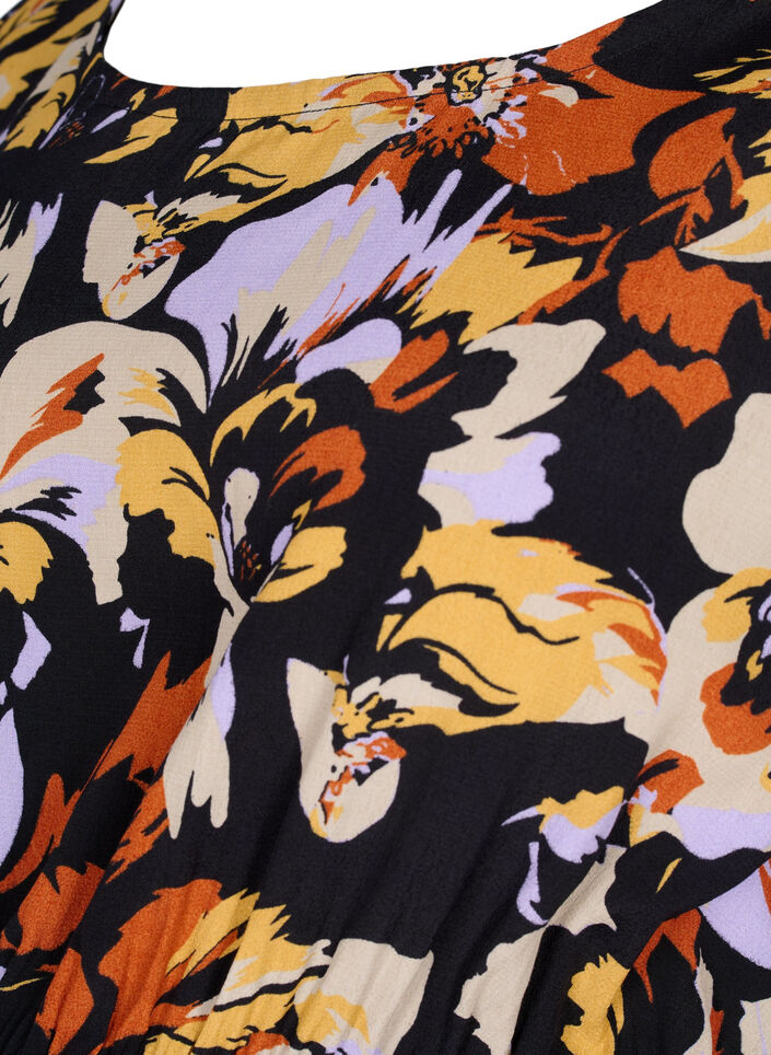 Viscose zwangerschapstop met bloemenprint, Black Flower AOP, Packshot image number 2