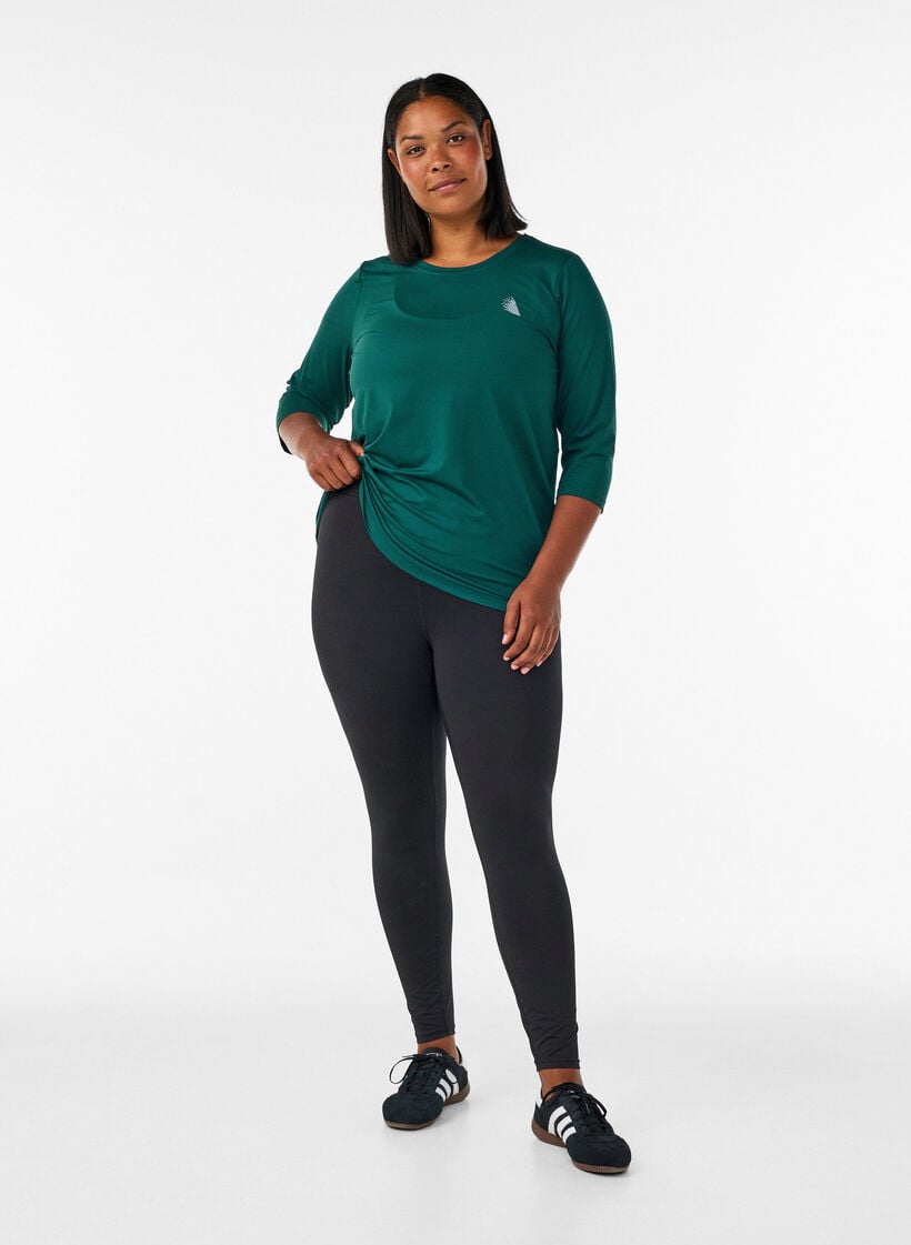Sporttop met 3/4 mouwen, Groen, Model image number 1