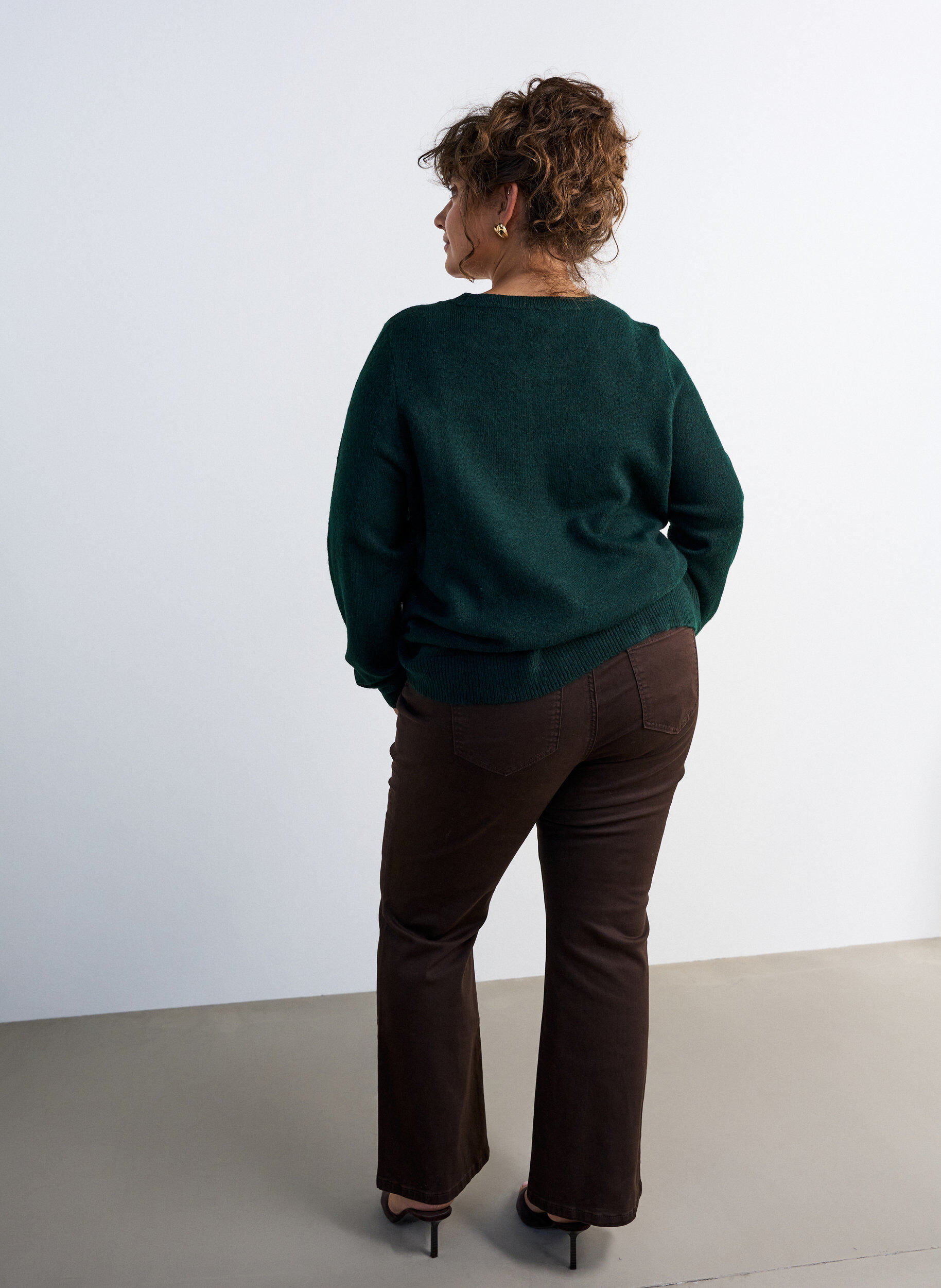 ZizziGebreide jumper met glitterstrik, Groen, Model image number 2