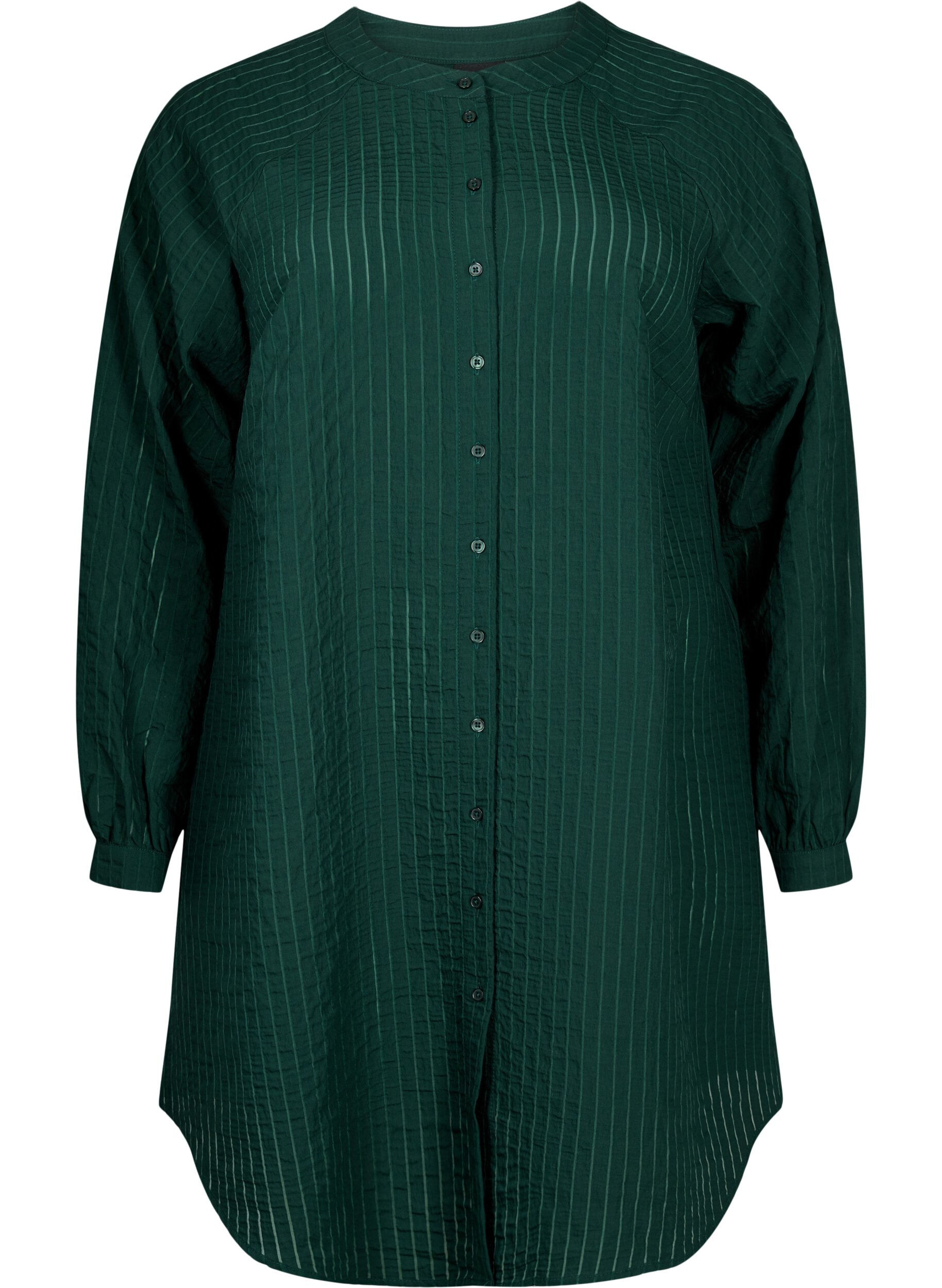 Zizzi Lange viscose shirt met gestreept patroon, Scarab, Packshot image number 0