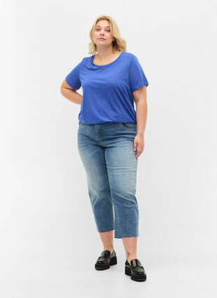 T-shirt met korte mouwen en een ronde hals, Dazzling Blue MB, Model image number 2