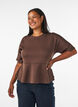 Peplum blouse met ellebooglange mouwen, Bruin, Model image number 0