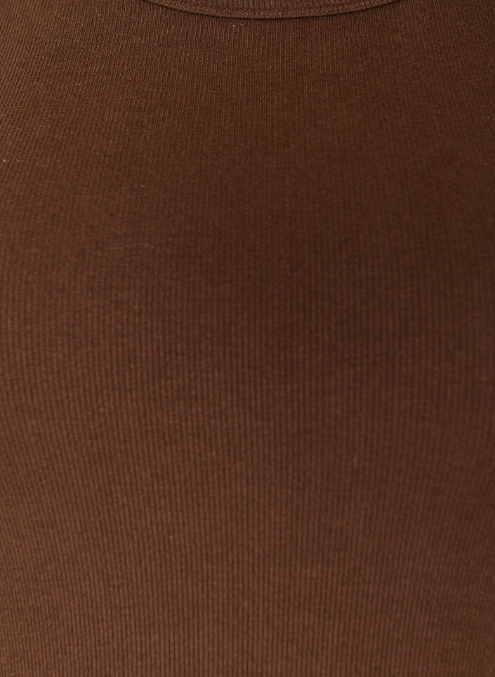 Katoenen ribtop met hoge hals, Bruin, Packshot image number 2