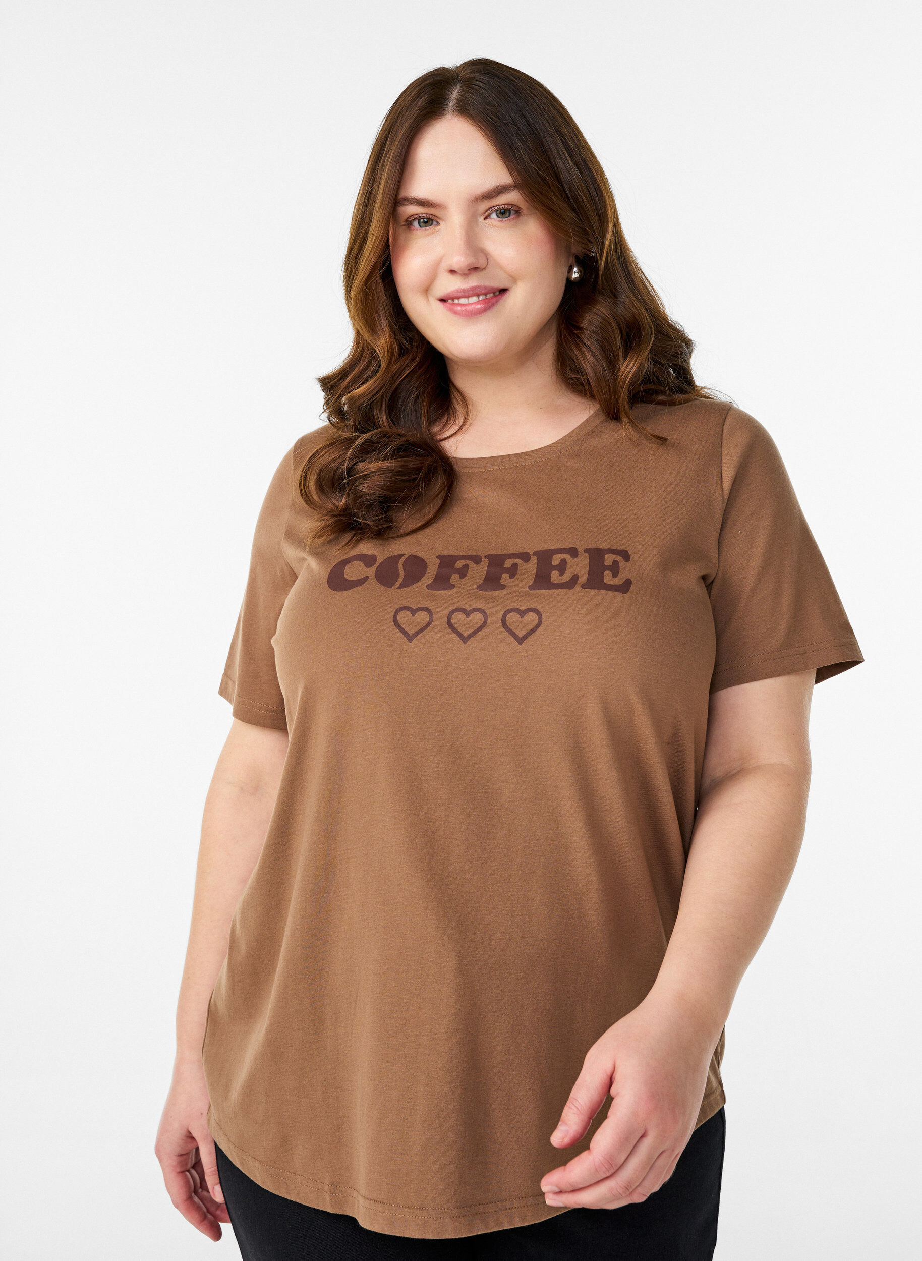 ZizziT-shirt met print, Bruin, Model image number 0