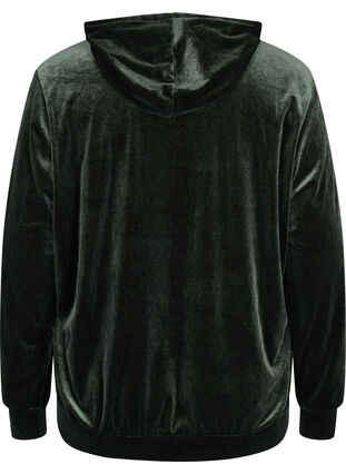 Sweatshirt in velours met capuchon en zak, Forest Night, Packshot image number 1