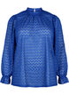 Blouse met lange mouwen en gedessineerde textuur, Deep Ultramarine, Packshot image number 0