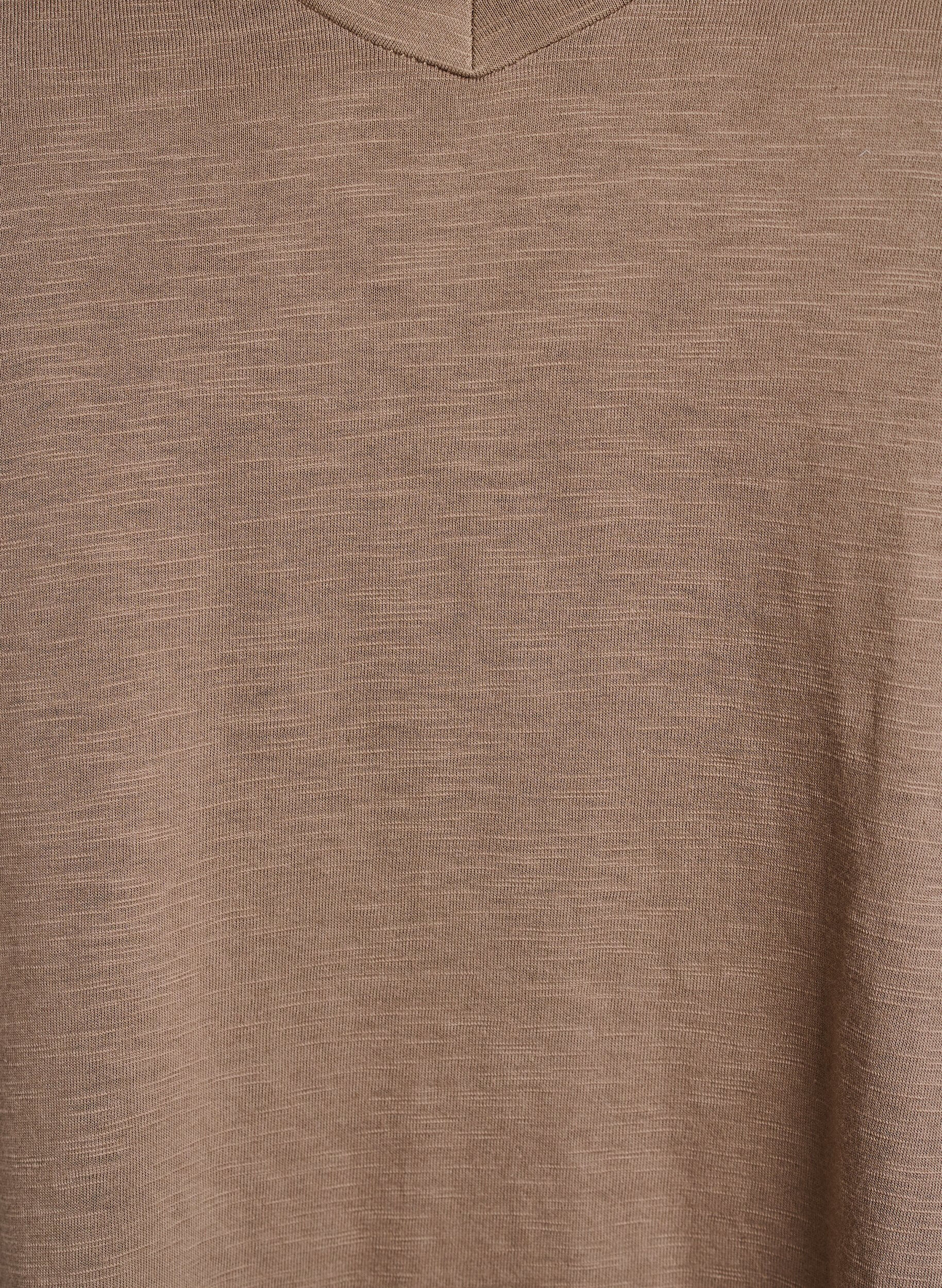 ZizziBasic t-shirt met korte mouwen en V-hals, Bruin, Packshot image number 2
