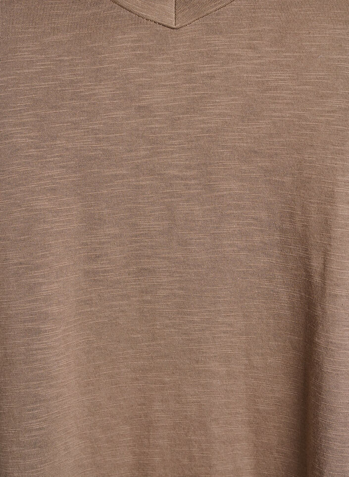 Basic t-shirt met korte mouwen en V-hals, Bruin, Packshot image number 2