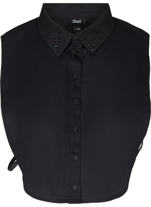 Losse blouse kraag met steentjes, Black, Packshot image number 0
