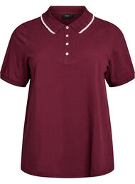 Polo shirt met strass knopen en ruches., Rood