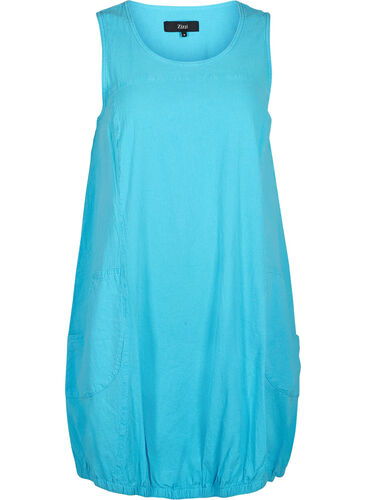 Mouwloze katoenen jurk, River Blue, Packshot image number 0