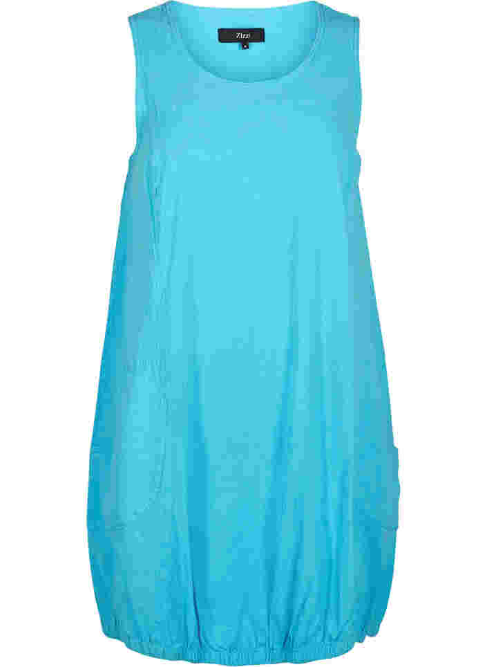 Mouwloze katoenen jurk, River Blue, Packshot image number 0