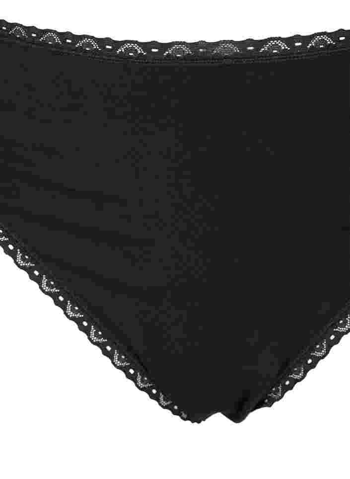 3-pack string met kanten randjes, Black, Packshot image number 2