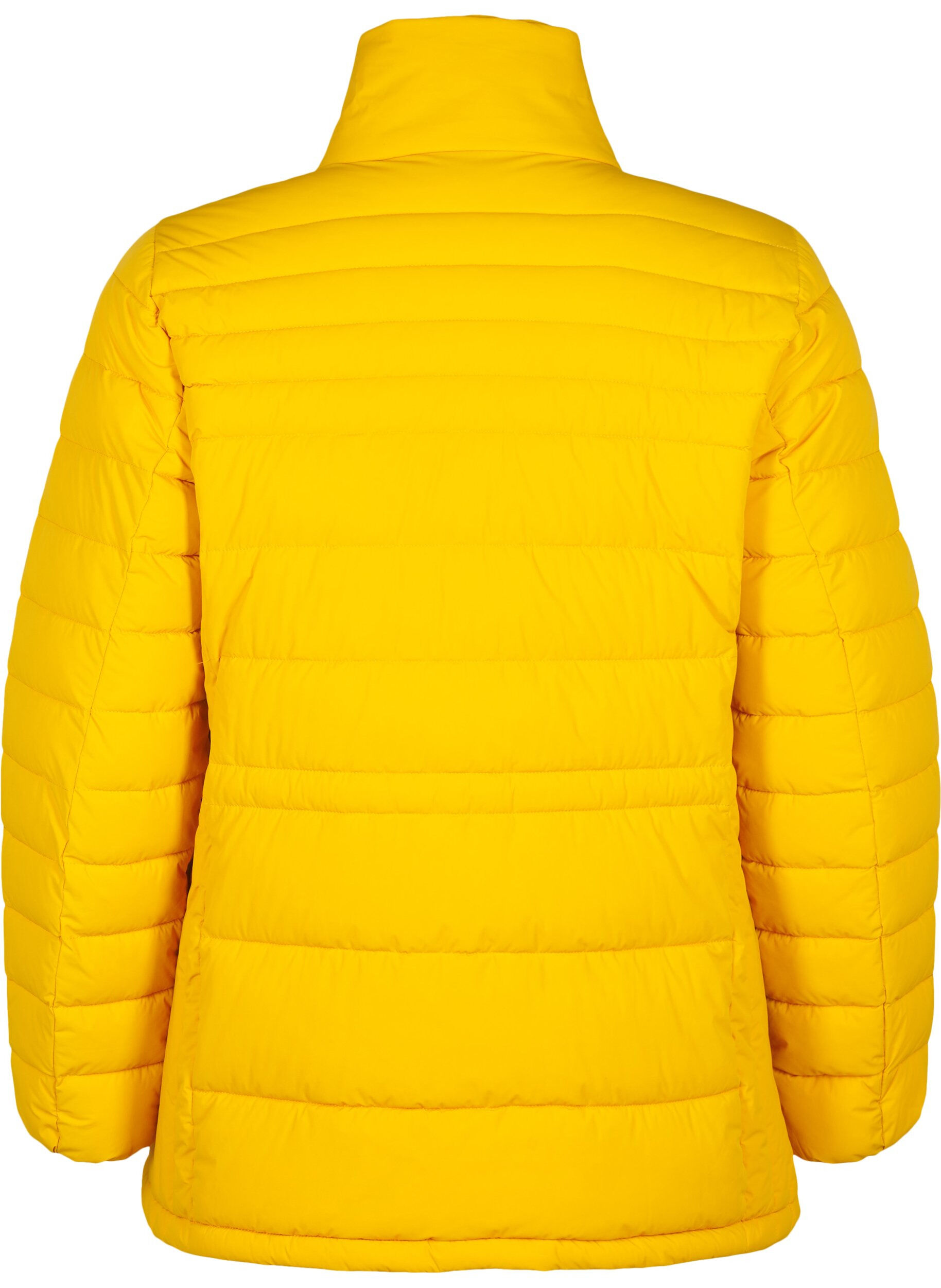 Zizzi Korte puffer jas met zakken, Geel, Packshot image number 1
