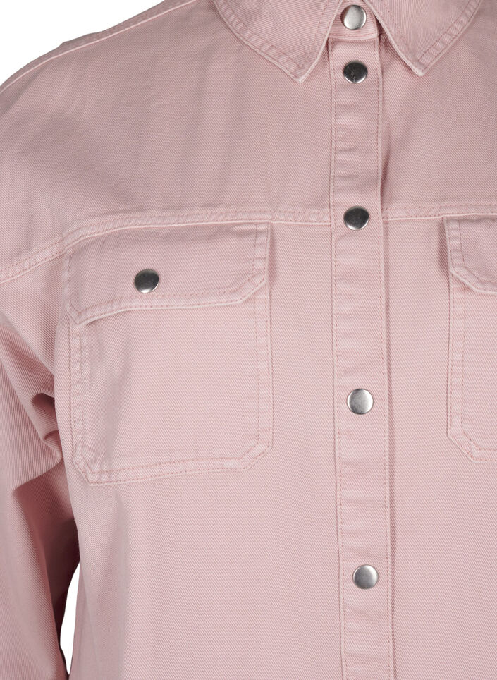 Effen denim overhemd met borstzakken, Pale Mauve, Packshot image number 2