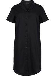 Lange katoenen blouse met korte mouwen, Black
