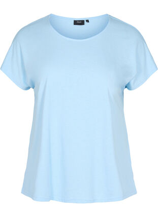 T-shirt met mix van katoen, Chambray Blue, Packshot image number 0