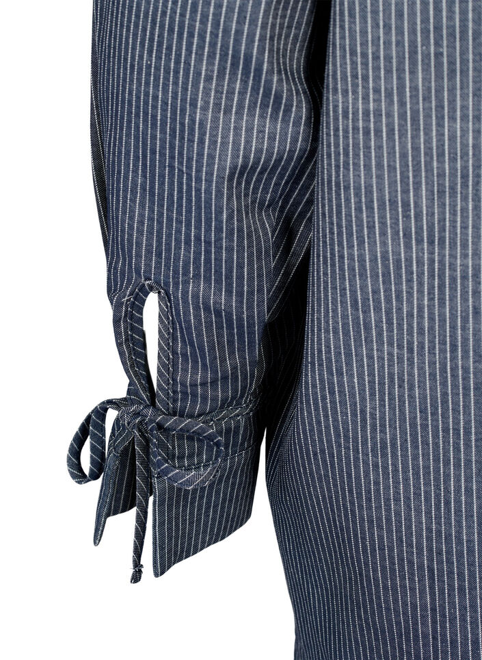 Shirt met strikdetail op de mouw, Navy Stripe, Packshot image number 3
