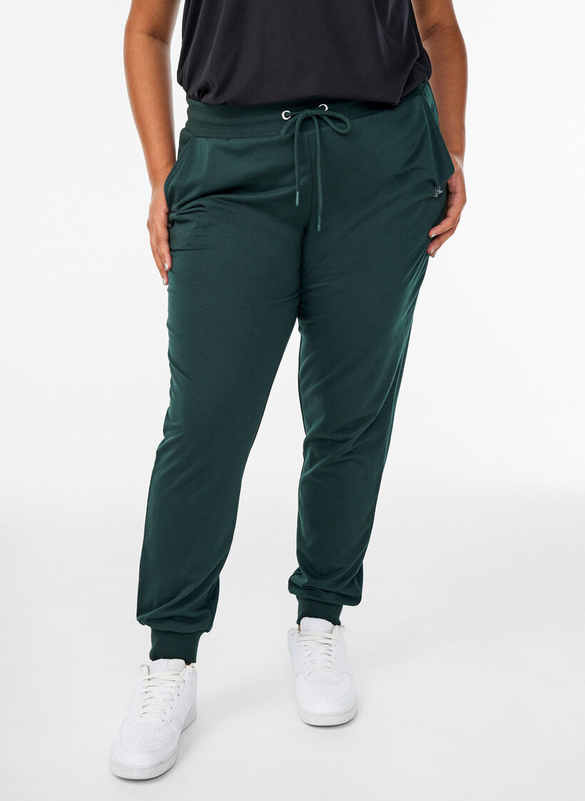 Losse trainingsbroek met zakken, Groen, Model image number 2