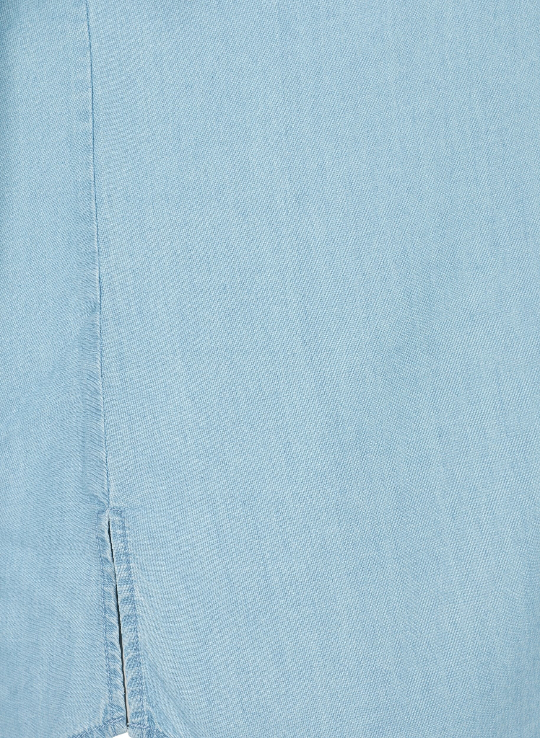 Zizzi Overhemd met korte mouwen van lyocell (TENCEL&trade;), Light blue denim, Packshot image number 3