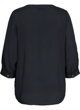Viscose blouse met 3/4 mouwen, Black, Packshot image number 1