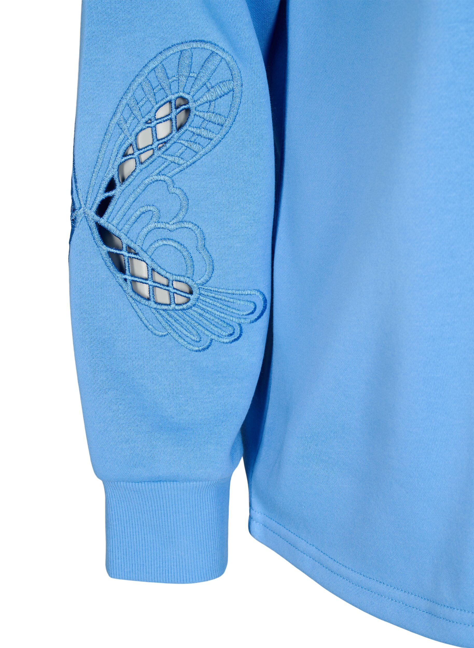 Zizzi Sweatshirt met geborduurde uitsneden, Della Robbia Blue, Packshot image number 3