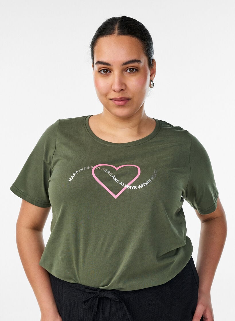 T-shirt met motief, Groen, Model image number 0