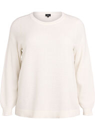 Gebreide blouse van katoen met structuurpatroon, Vanille