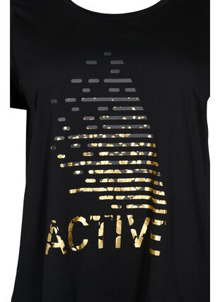 Sport-T-shirt met print, Black gold foil logo, Packshot image number 2