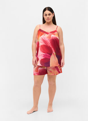 Pyjama shorts met patroon en trekkoord, Orange Pink AOP, Model image number 3
