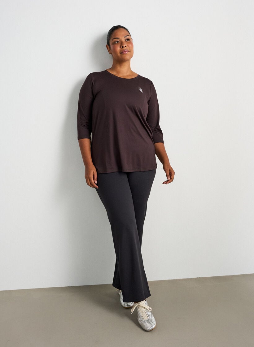 Sporttop met 3/4 mouwen, Brown, Model image number 1
