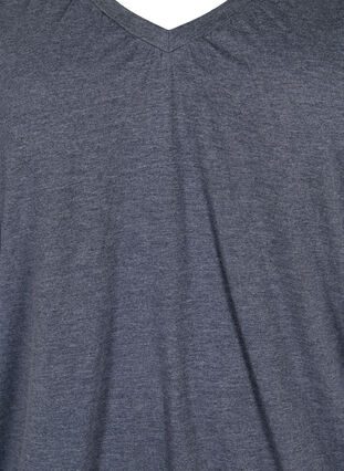 Gemêleerde blouse met v-hals, Navy Blazer Mélange, Packshot image number 2