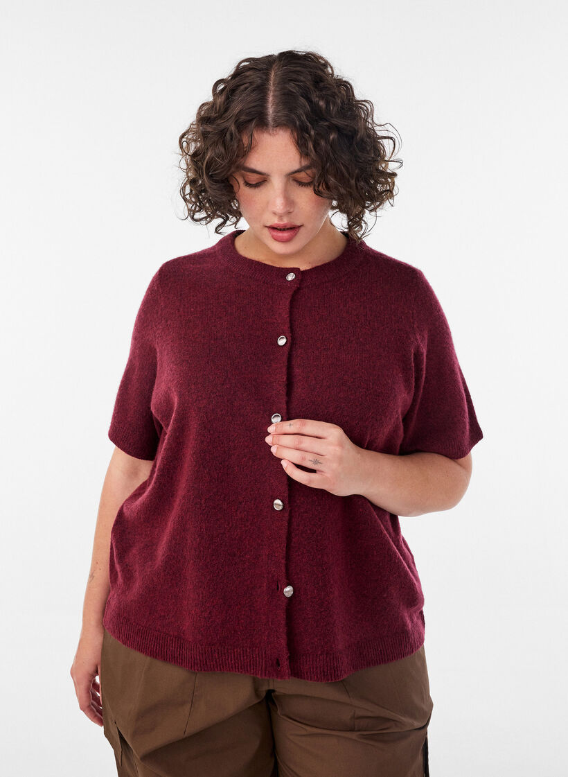 Gebreid vest met korte mouwen, Rood, Model image number 0
