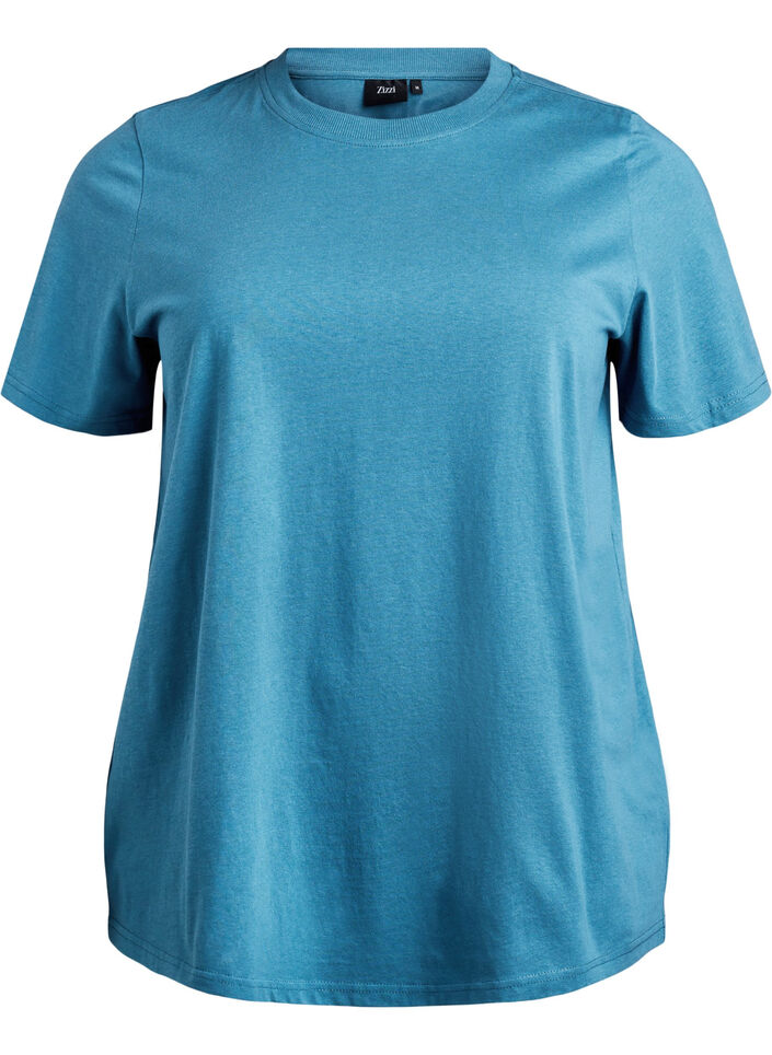 Basic katoenen T-shirt met ronde hals, Grijs, Packshot image number 0