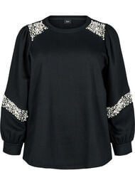 Sweatshirt met pareldetails, Black