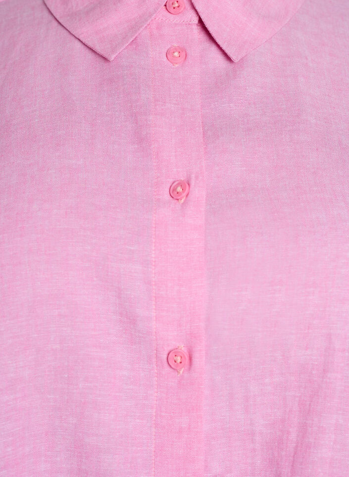 Shirt met korte mouwen in linnen en viscose, Roze, Packshot image number 2