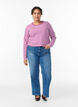 Gestreepte blouse met lange mouwen, Paars, Model image number 1