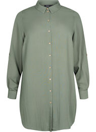 Lang effen overhemd van viscose, Thyme