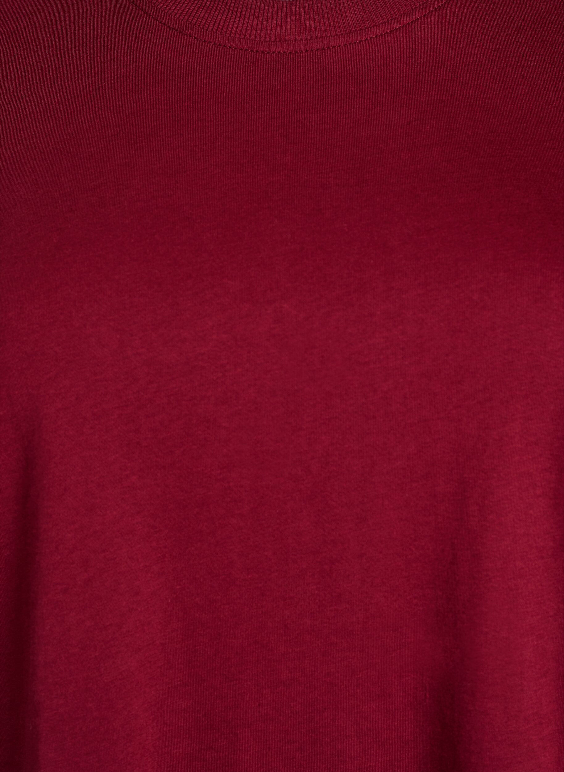 Zizzi Basic katoenen T-shirt met ronde hals, Donker Bordeaux, Packshot image number 2