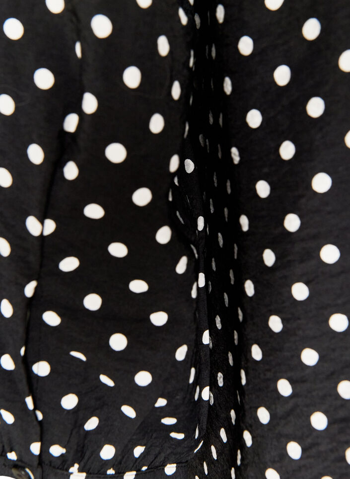 Shirt met stippenpatroon en 3/4-mouwen, Zwart, Packshot image number 3