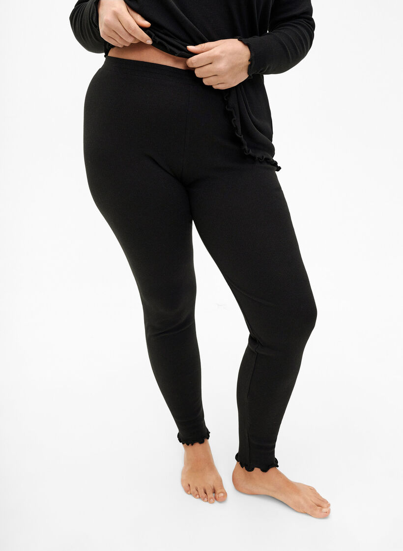 Strakke geribde broek, Black, Model image number 2