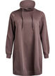 Kort sweatshirt jurk met hoge kraag en zakken, Bruin, Packshot image number 0