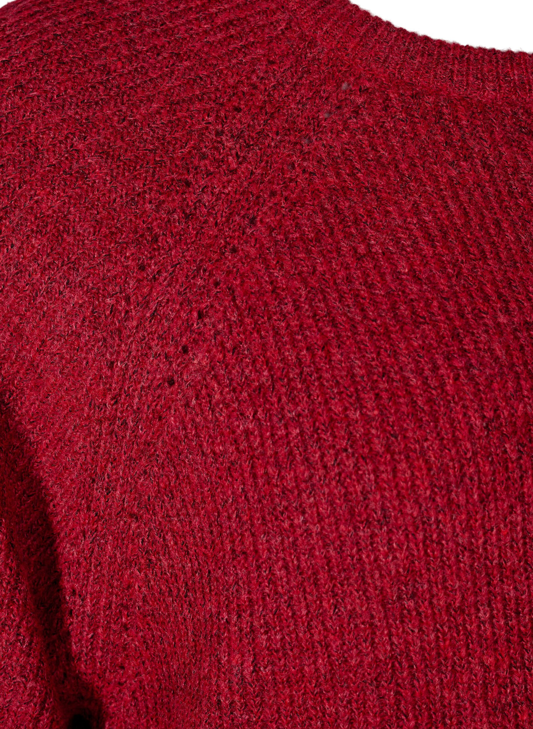 ZizziGeribde trui met 3/4 mouwen, Rood, Packshot image number 3