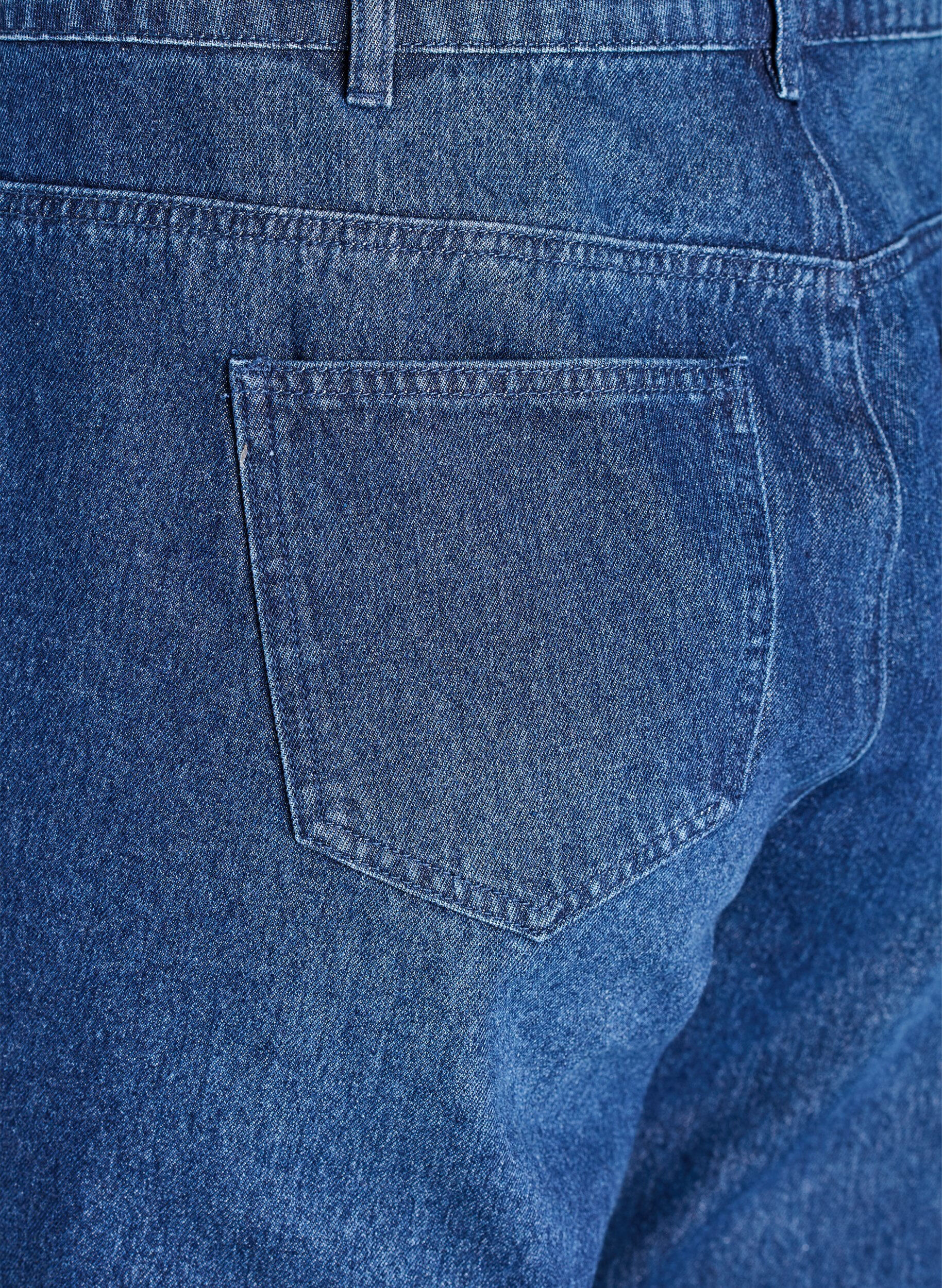 Zizzi Straight-fit jeans met rhinestones en een hoge taille, Blauw, Packshot image number 3