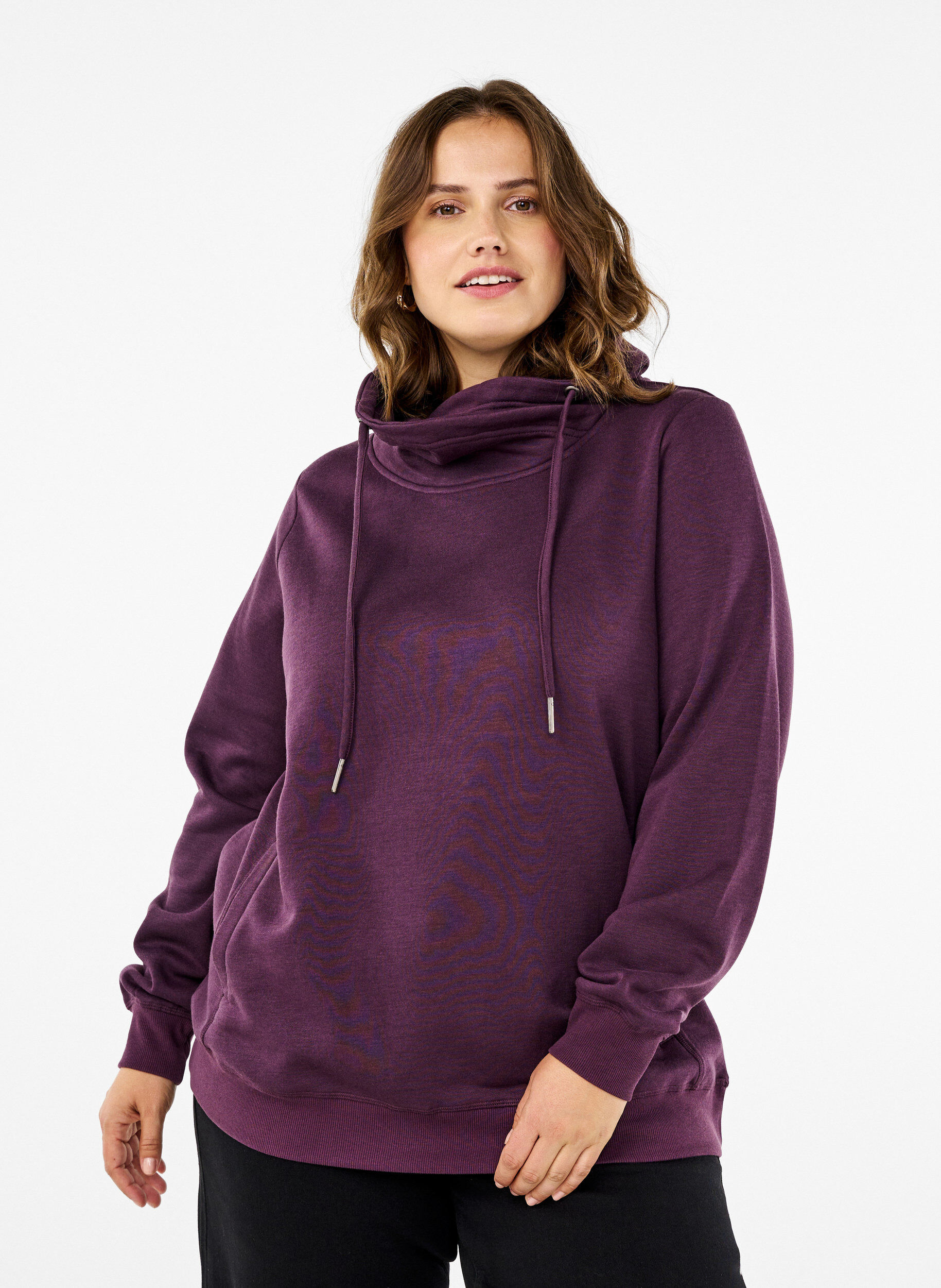 Zizzi FLASH - Sweatshirt met hoge kraag, Plum Perfect, Model image number 0